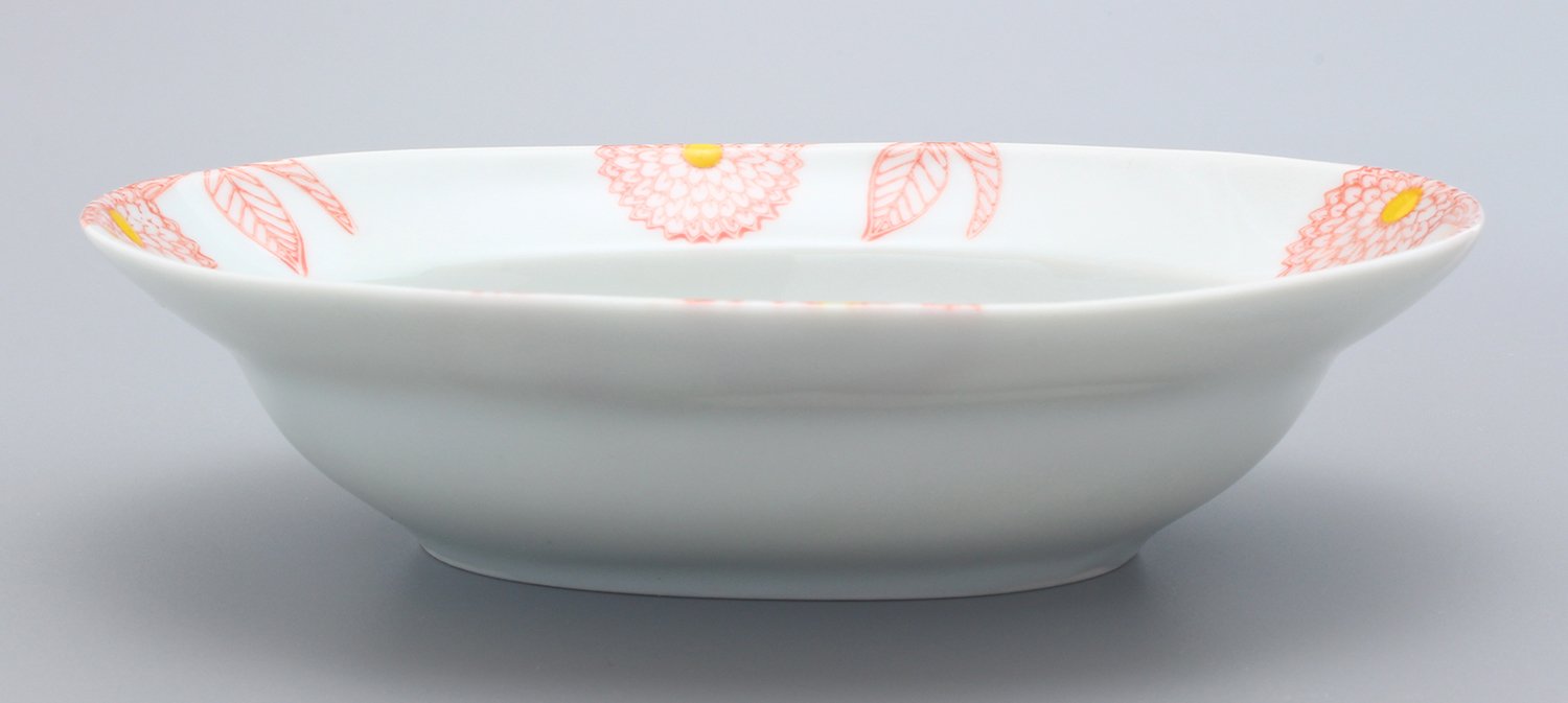 Amazon｜波佐見焼 勲山窯 ダリア 楕円鉢 (小) 赤 14-004｜飯碗